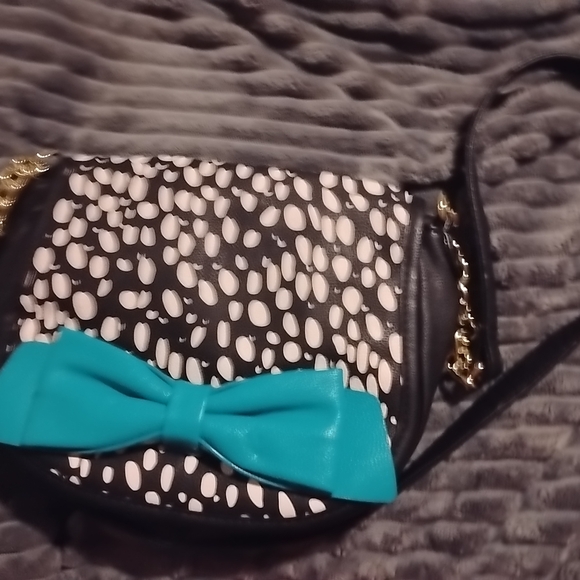 Betsey Johnson Black and White Polka Dot Clutch